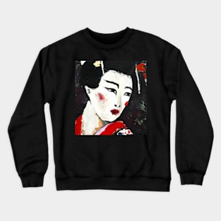 Geisha art, red flowers Crewneck Sweatshirt